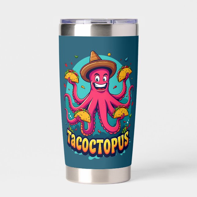 Funny Taco Octopus Cartoon Food Pun Insulated Tumbler (Front)