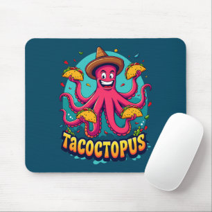 Funny Taco Octopus Cartoon Food Pun Mouse Pad