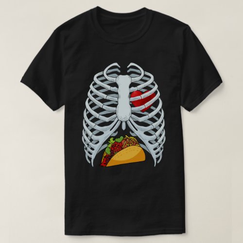 Funny Taco Skeleton Rib Cage Halloween Costume T_Shirt