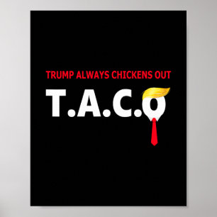 Funny Taco Trump Always Chickens Out T.a.c.o 4 Poster