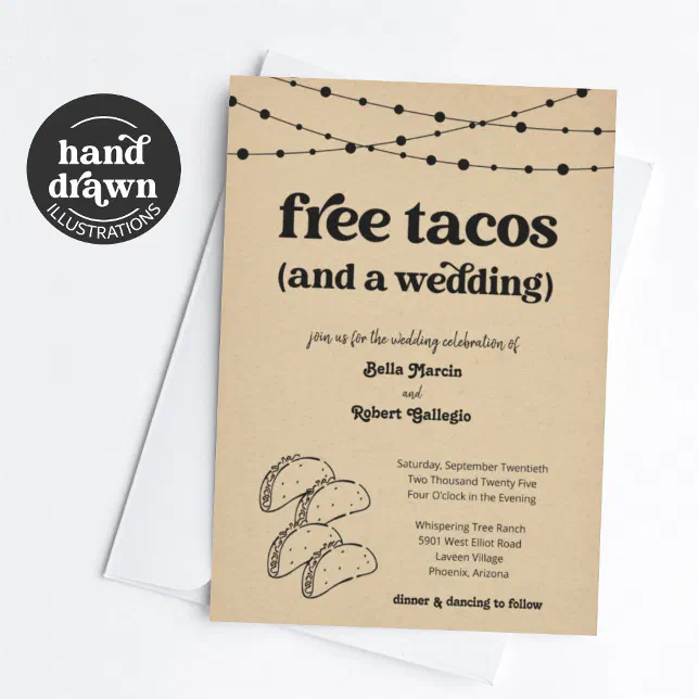 Funny Taco Wedding Invitation - Free Tacos | Zazzle