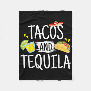 Funny Tacos And Tequila Mexican Sombrero Tee Gift Fleece Blanket