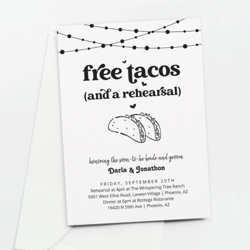 Funny Tacos Wedding Rehearsal Dinner Invitation