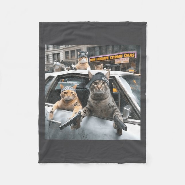 Funny Tactical Cat Meme Military Style  Fleece Blanket (Front)
