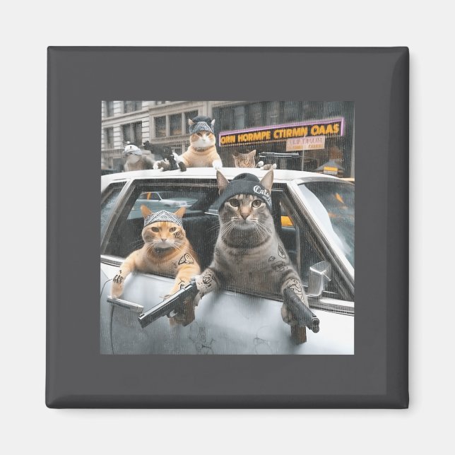 Funny Tactical Cat Meme Military Style  Magnet (Front)