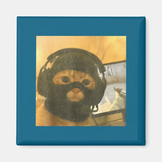 Funny Tactical Gamer Cat Meme Graphic  Magnet (Front)