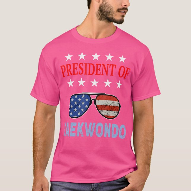 Funny Taekwondo Accessories Usa Flag Taekwondo Say T-Shirt (Front)