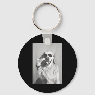 Funny Tail Dog Golden Retriever With Sungles Marti Keychain