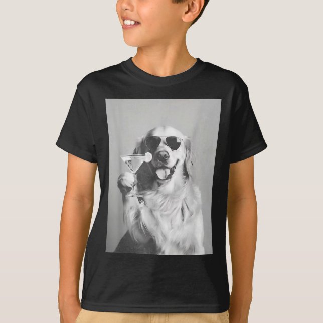 Funny Tail Dog Golden Retriever With Sungles Marti T-Shirt (Front)