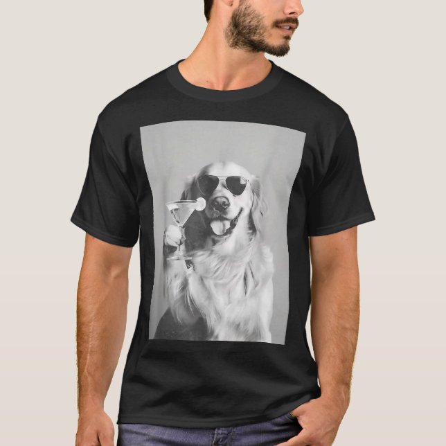 Funny Tail Dog Golden Retriever With Sungles Marti T-Shirt (Front)