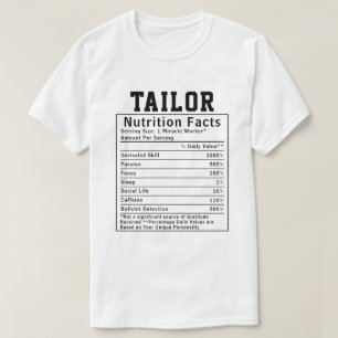 Funny Tailor Nutrition Facts Sewing Humor Gift T-Shirt