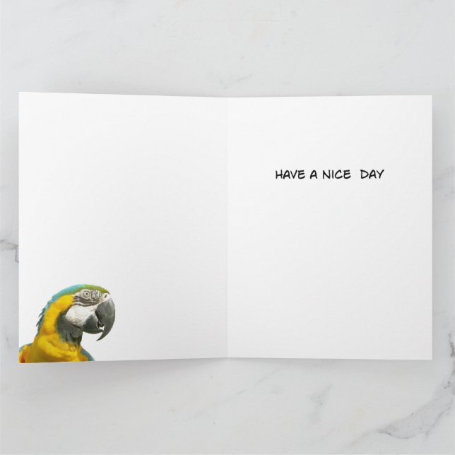 Funny Talking Parrot Birthday Cust. Greeting Card (Inside)