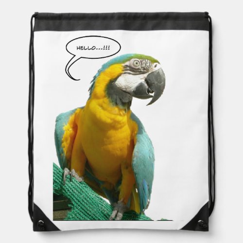 Funny Talking Parrot Drawstring Backpack