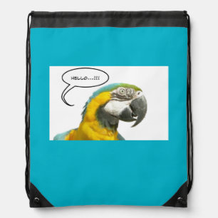 Funny Talking Parrot Face Drawstring Backpack