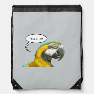 Funny Talking Parrot Face Drawstring Backpack II