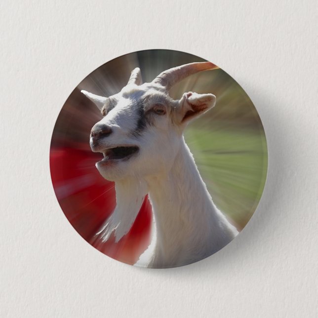 Funny Tallking Goat Photograph Button (Front)