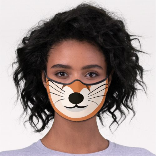 Funny Tan and Brown Fox Print Premium Face Mask