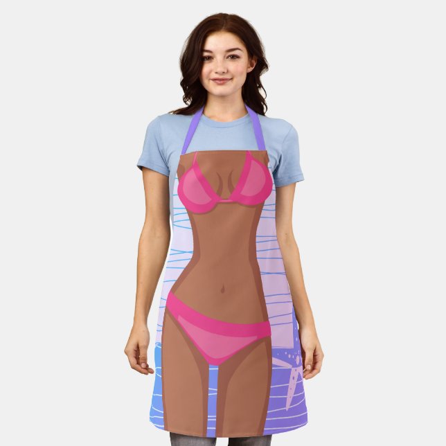 Funny Tan Pink Bikini GIrl Apron (Worn)