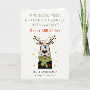 Funny Tangled Working Christmas Lights Reindeer Holiday Card