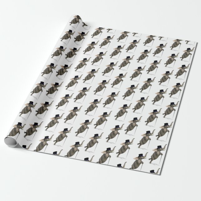 Funny Tap Dancing Elephant Wrapping Paper (Unrolled)