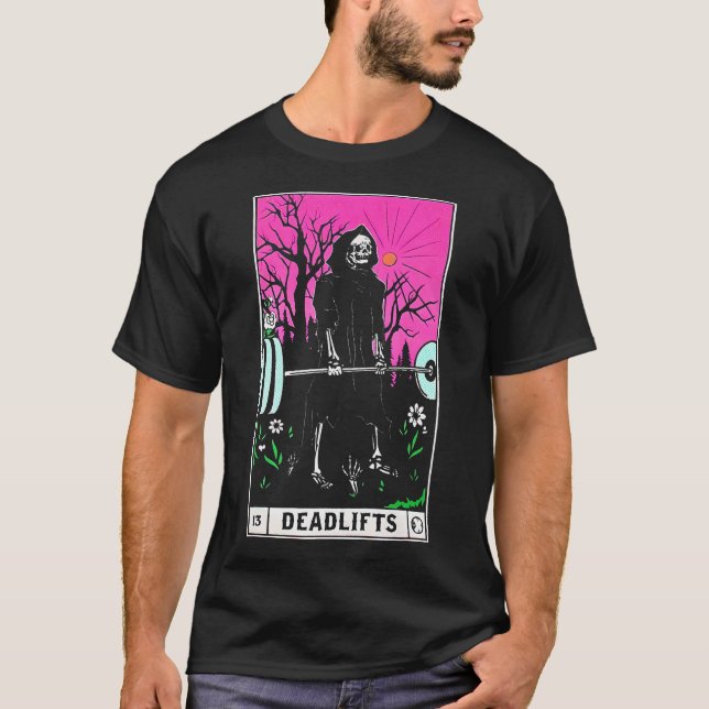 Funny Tarot Card Deadlifts Gym Workout Occult Read T-Shirt (Front)