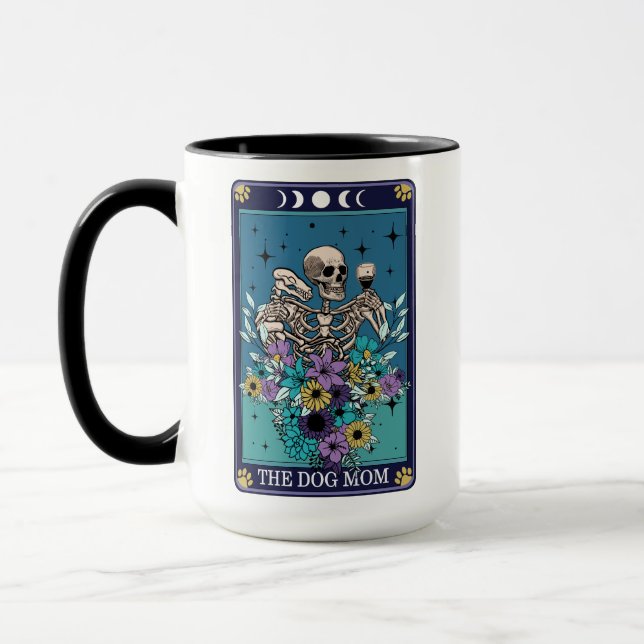 Funny Tarot The Dog Mom Card Skeleton Mug (Left)