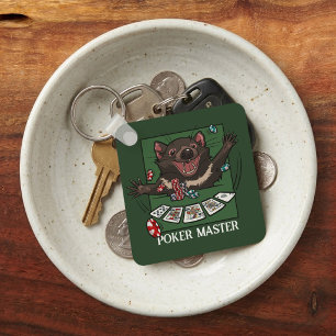 Funny Tasmanian Devil Poker Master Cards Cartoon Keychain