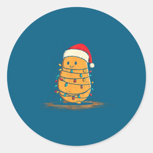 Funny Tato Christmas Graphics Lights Lover  Classic Round Sticker (Front)