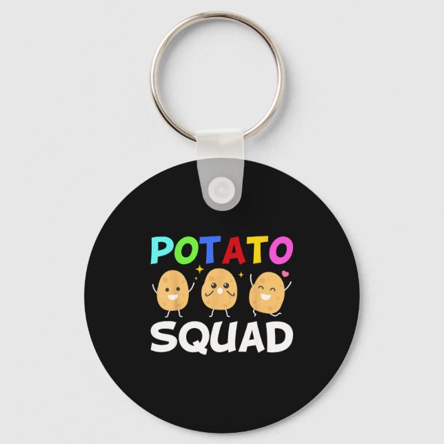 Funny Tato Squad Vegetable Chip Eater French Fries Keychain (Front)