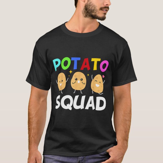Funny Tato Squad Vegetable Chip Eater French Fries T-Shirt (Front)