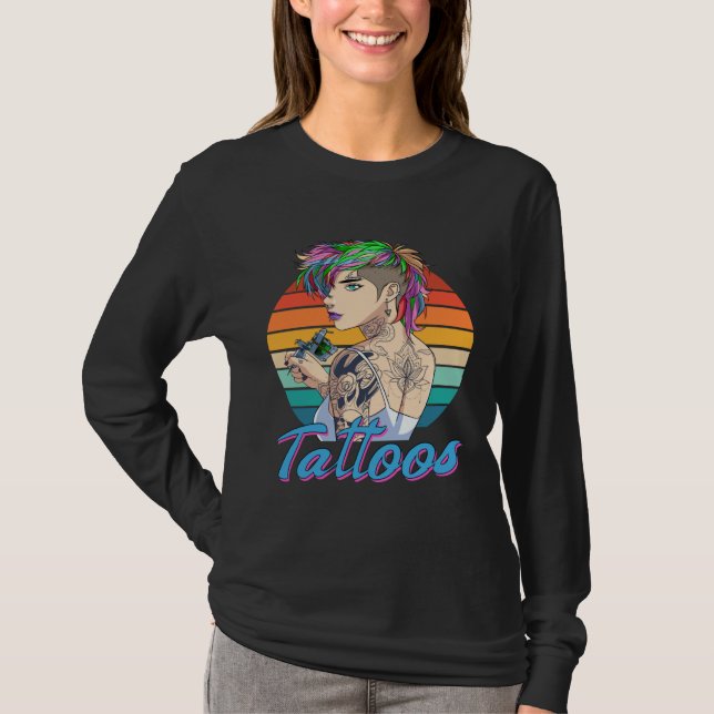 Funny Tattoo Artist Girl Tattooist Female Tattoos T-Shirt (Front)