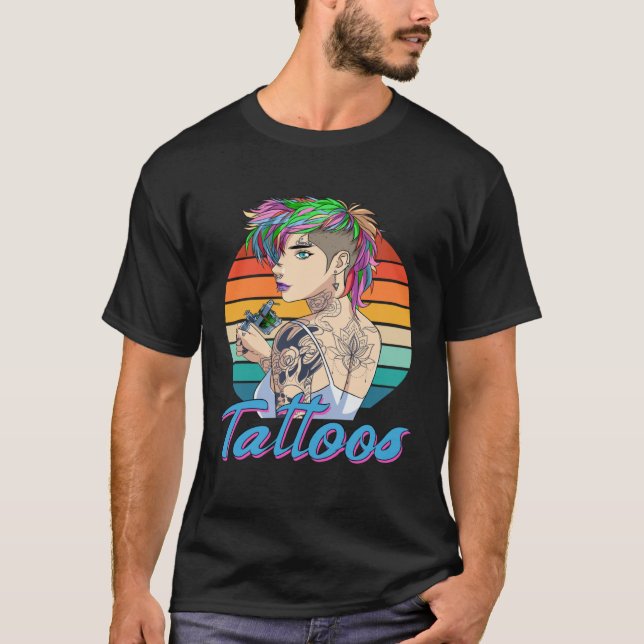 Funny Tattoo Artist Girl Tattooist Female Tattoos T-Shirt (Front)