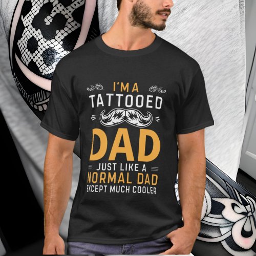 funny tattoo Dad word art T_Shirt