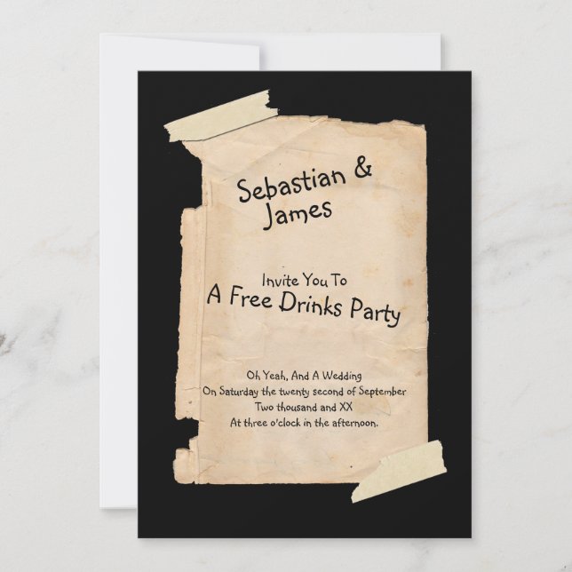 Funny Tatty Paper Humor Wedding Invitation (Front)