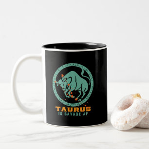 Funny Taurus Zodiac Star Sign Astrology Birthday Two-Tone Coffee Mug