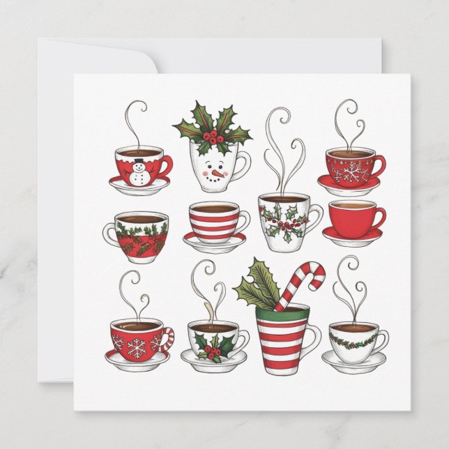 Funny tea mugs christmas time  invitation (Front)