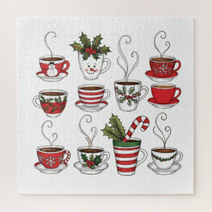 Funny tea mugs christmas time jigsaw puzzle