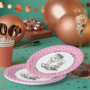 Funny Tea Party Bichon Frise Dog Puppy Cute Paper Plates