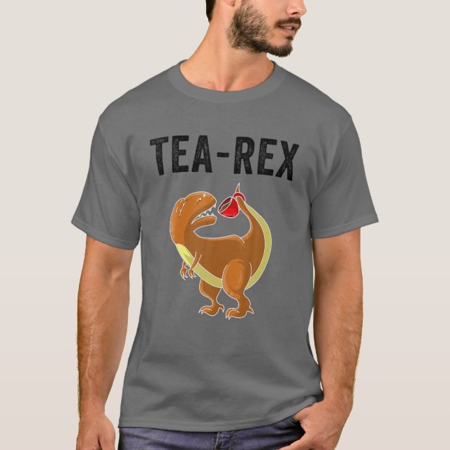 Funny Tea Rex Gift | Cute Dino Hot Beverage Lover T-Shirt (Front)