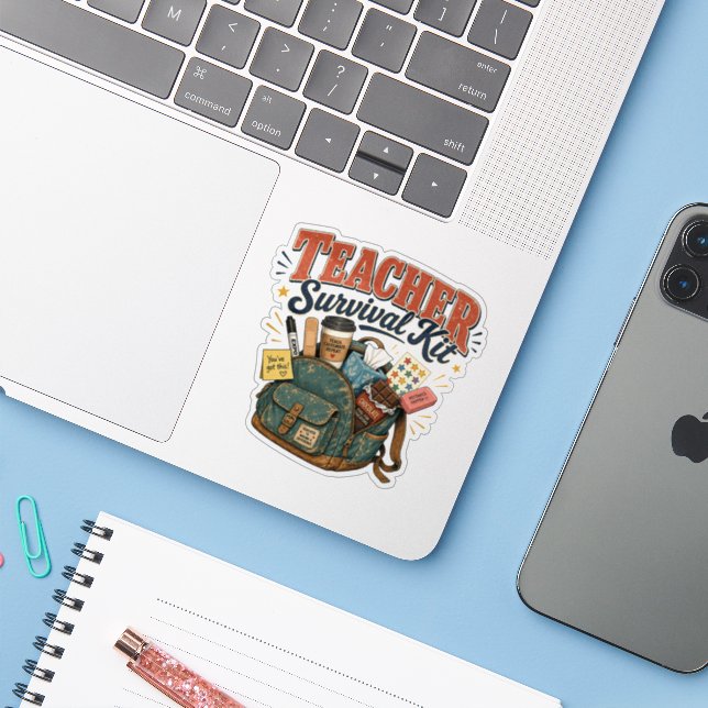 Funny Teacher Appreciation Gift Sticker (Laptop w/ iPhone)