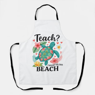 Funny Teacher Beach Summer Turtle Apron