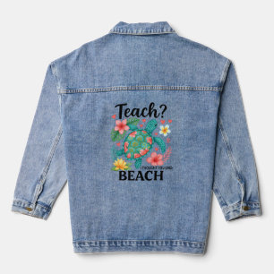 Funny Teacher Beach Summer Turtle Denim Jacket