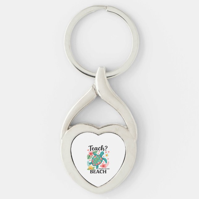 Funny Teacher Beach Summer Turtle Keychain (Front)
