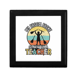 Funny Teacher Broken Broom Halloween Vintage Shirt Gift Box