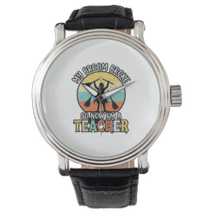 Funny Teacher Broken Broom Halloween Vintage Shirt Watch