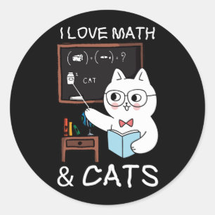 Funny Teacher Cat Lover Math And Cat Teaching Math Classic Round Sticker