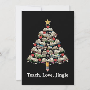 Funny Teacher Christmas Teach Love Jingle Book Thank You Card