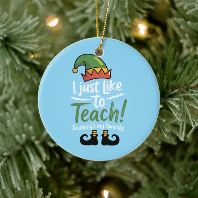 Funny Teacher Christmas Teaching is My Favorite  Ceramic Ornament (Tree)