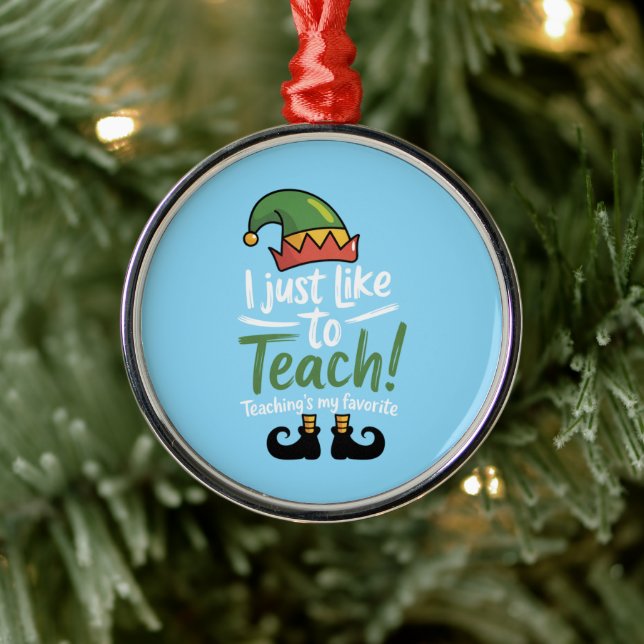 Funny Teacher Christmas Teaching is My Favorite  Metal Ornament (Tree)