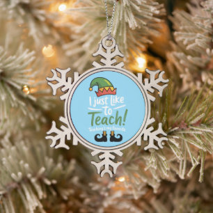 Funny Teacher Christmas Teaching is My Favorite Snowflake Pewter Christmas Ornament